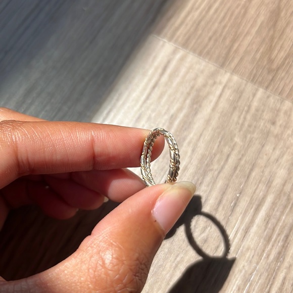 Mixed metal sterling silver & gold twist stacking rings - Picture 2 of 3